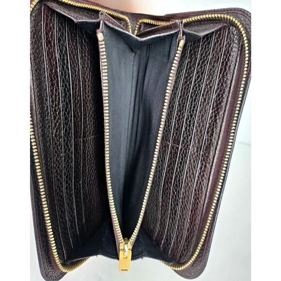 SAINT LAURENT PARIS Dark Brown Leather Continental Wallet - Gold-Tone Hardware - Picture 8 of 13